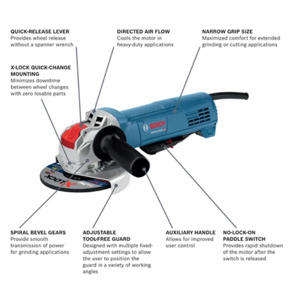 BOSCH  4-1/2 In. X-LOCK Ergonomic Angle Grinder with No Lock-On Paddle Switch