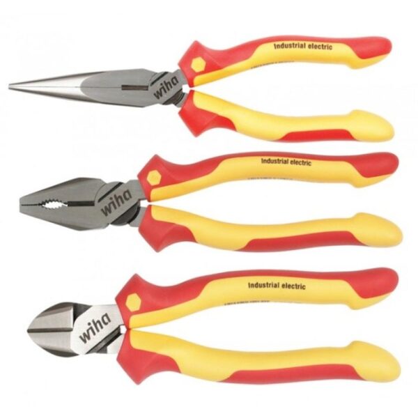 Wiha Insulated Industrial Pliers and Cutters 3 Piece Set