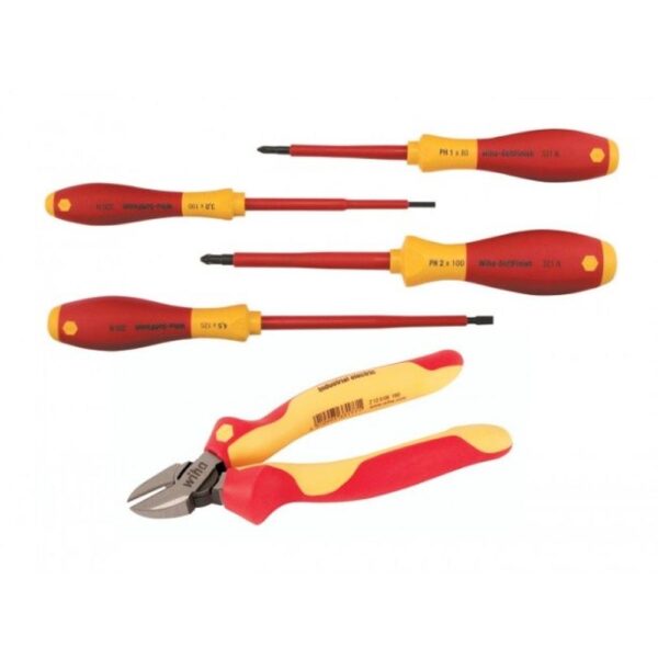 Wiha Insulated Industrial Diagonal Cutters and Screwdrivers 5 Piece Set