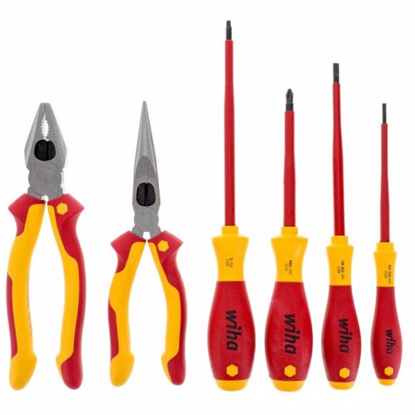 Wiha Insulated Industrial Combo Pliers and Screwdrivers 6 Piece Set