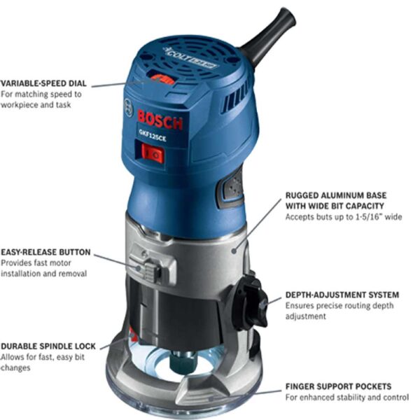 BOSCH Colt 1.25 HP (Max) Variable-Speed Palm Router Combination Kit