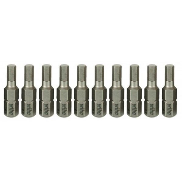 Wiha Hex Metric Insert Bit 4.0 x 25mm Pack of 10 Bits