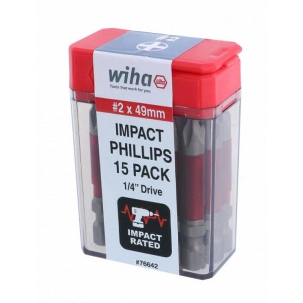 Wiha Terminator Impact Power Bit Phillips #2 Pack of 15 Bits