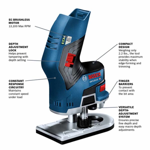 BOSCH 12V Max EC Brushless Palm Edge Router (Bare Tool)