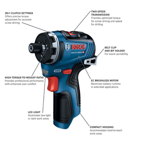 BOSCH  12V Max Brushless 1/4 In. Hex Two-Speed Screwdriver (Bare Tool)