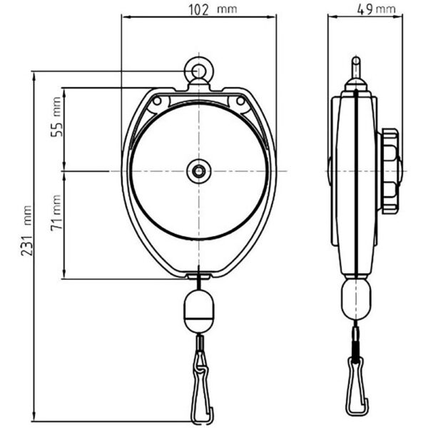 Tigon  Retractor, Spring/Tool Balancer, (Load Capacity: 1-2 kg/2.2-4.4 lbs) Adjustable cable stopper