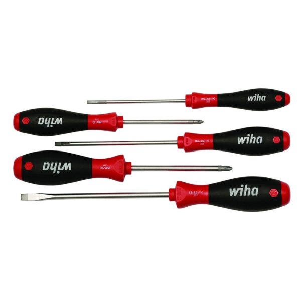 Wiha SoftFinish® Slotted and Phillips Screwdriver Set 5-Piece