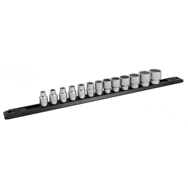 Wiha  3/8 Inch Drive 12 Point Socket Set 1/4 to 7/8″ with Ratchet and Extensions 13-Piece