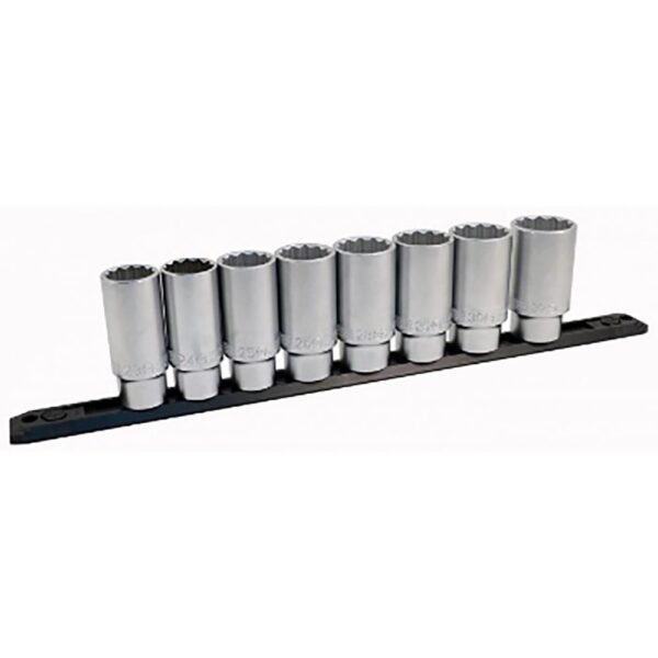 Wiha 1/2 Inch Drive 12 Point Deep Socket Set 10-32mm with Ratchet and Extensions 25-Piece